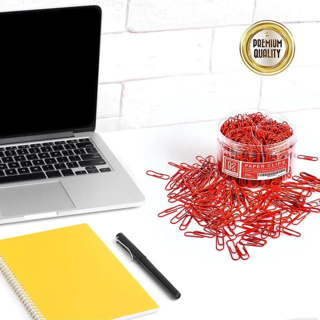 Alt view image 5 of 7 - 450 Red Color Paper Clips Assorted Sizes Small, Medium and Large Paper Clips for Paperwork Ideal for Home, School and Office Use (Assorted, Red)