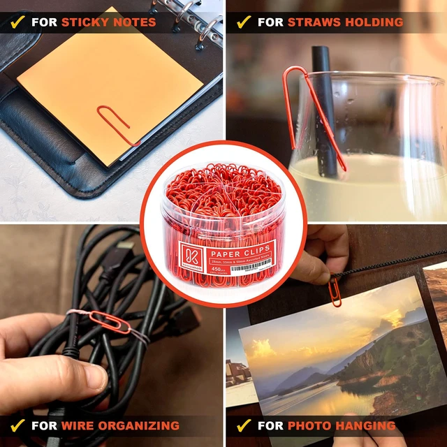 Alt view image 7 of 7 - 450 Red Color Paper Clips Assorted Sizes Small, Medium and Large Paper Clips for Paperwork Ideal for Home, School and Office Use (Assorted, Red)