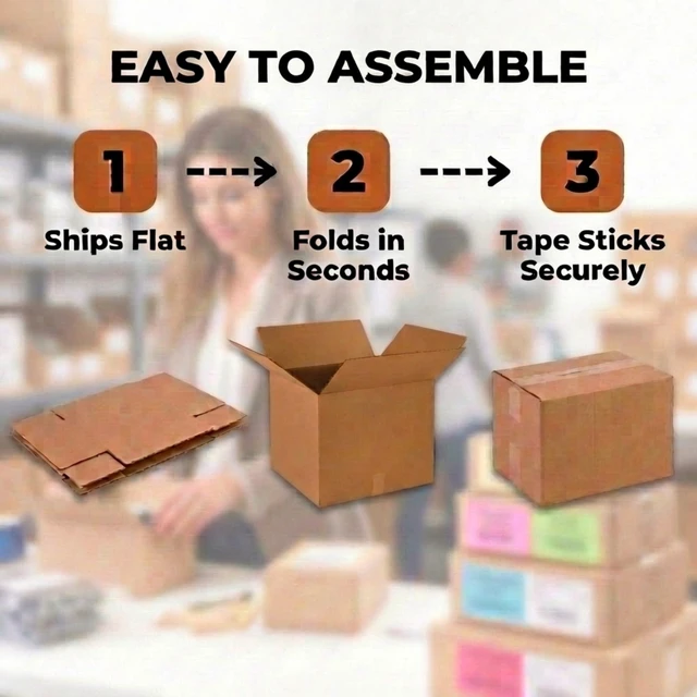 Alt view image 5 of 7 - Cube Shipping Boxes 18"L x 18"W x 18"H (20-Pack) - Medium Corrugated Cardboard Packaging Boxes for Shipping, Packing, Moving, and Storage at Home, Office, or Business
