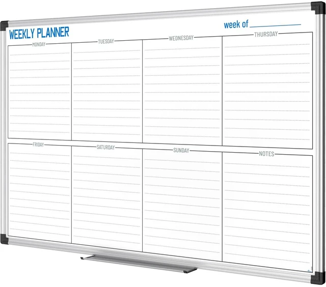 Main image of XBoard Magnetic Weekly Planner Whiteboard 36 x 24 Inches Versatile Dry Erase Weekly Calendar with Aluminum Frame for Home, Office, School Organization