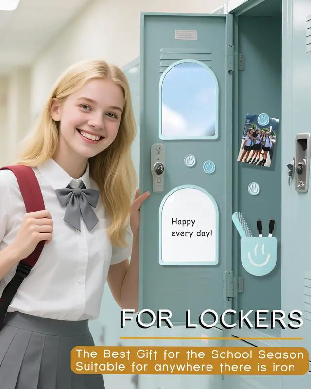 Alt view image 4 of 7 - 11 pcs -Blue Locker Accessories, Locker Decorations Including Mirrors, whiteboards, Magnets and organizing Supplies. Ideal for Back-to-School Essentials and The Office (11 Pcs - Blue)