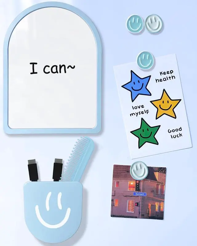 Alt view image 7 of 7 - 11 pcs -Blue Locker Accessories, Locker Decorations Including Mirrors, whiteboards, Magnets and organizing Supplies. Ideal for Back-to-School Essentials and The Office (11 Pcs - Blue)