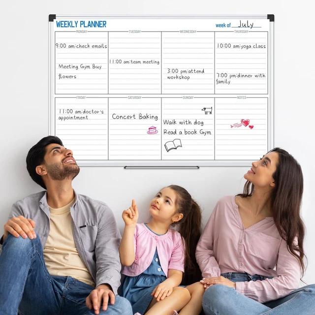 Alt view image 2 of 7 - XBoard Magnetic Weekly Planner Whiteboard 36 x 24 Inches Versatile Dry Erase Weekly Calendar with Aluminum Frame for Home, Office, School Organization