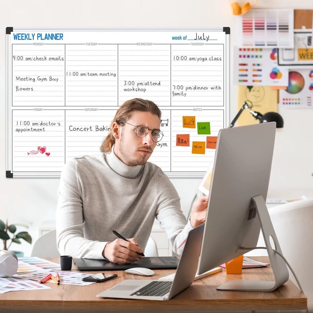 Alt view image 5 of 7 - XBoard Magnetic Weekly Planner Whiteboard 36 x 24 Inches Versatile Dry Erase Weekly Calendar with Aluminum Frame for Home, Office, School Organization