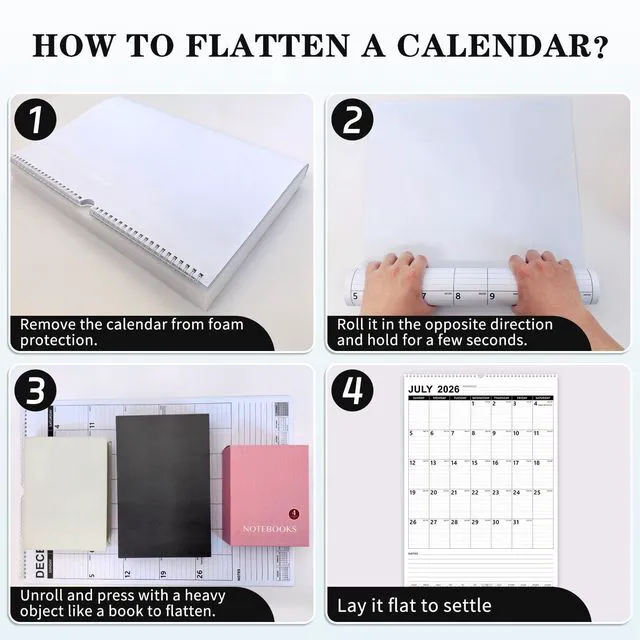 Alt view image 7 of 7 - Large Wall Calendar 2027-2028 Hanging Calendar Oct 2026 - Jun 2028 15"x22" 21 Month Extra Large Layout, Spacious Lined Blocks, 120 GSM Thick Paper, Twin-Wire Binding, Bonus Planner Stickers