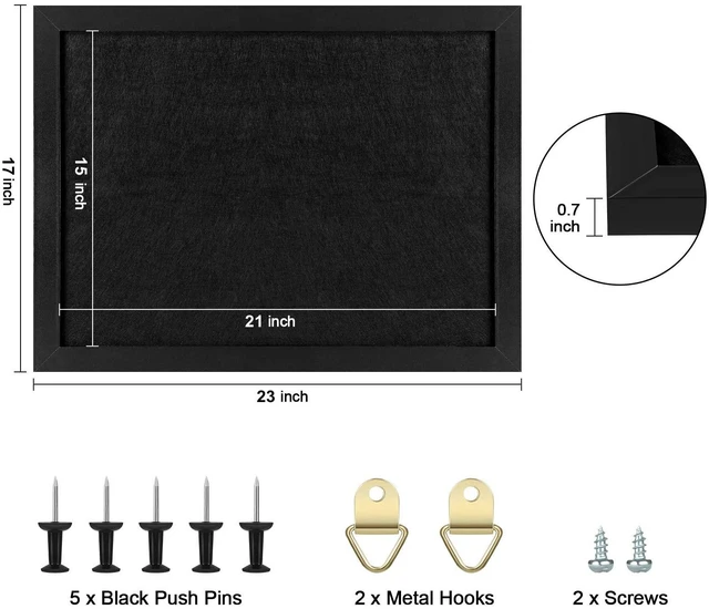 Alt view image 6 of 7 - Cork Board Bulletin Board, Cork Boards for Walls with Pins, Eye Bolts, gaskets, Screws, Pin Board for Office, School and Home (All Black, 17x23-2P)