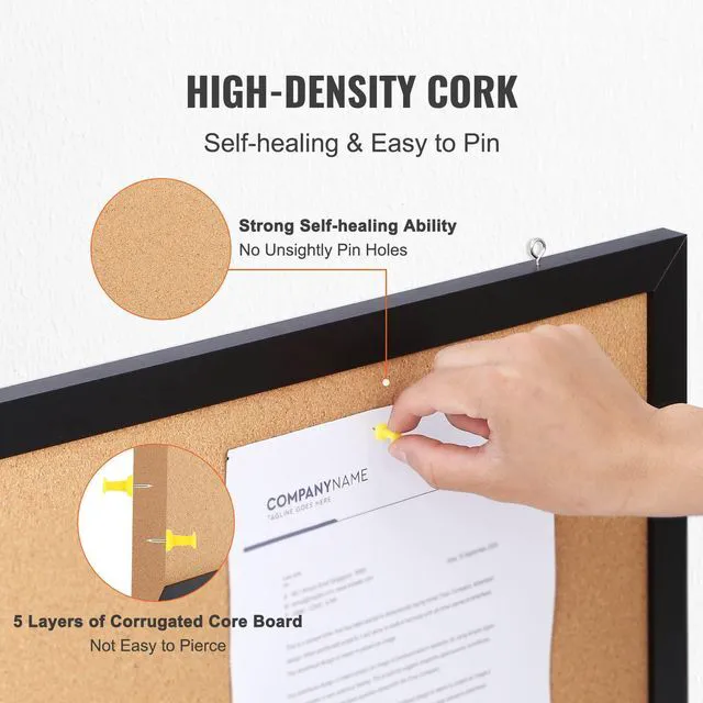 Alt view image 4 of 7 - Cork Board for Walls, Double-Sided Cork 24" x 18" Bulletin Board Vision Board, Push Pin Board with Framed for Office Home and School