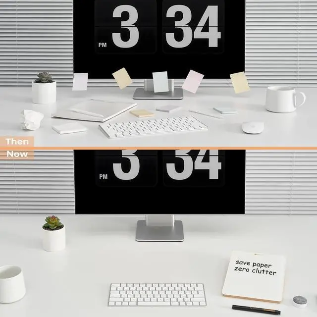 Alt view image 4 of 7 - Desktop Glass Whiteboard with Reversible Wood Stand 9.5"x6.7" Solid Beech Wood & Tempered Glass, Desk Dry Erase Board, Small White Board, For Home & Office