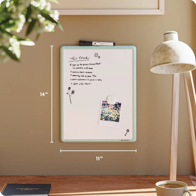 Alt view image 2 of 6 - Dry Erase Whiteboard, 11" x 14", Small Whiteboard, Green Frame