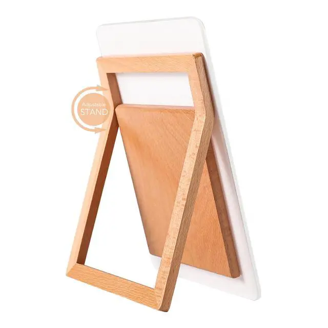 Alt view image 7 of 7 - Desktop Glass Whiteboard with Reversible Wood Stand 9.5"x6.7" Solid Beech Wood & Tempered Glass, Desk Dry Erase Board, Small White Board, For Home & Office