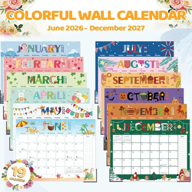 Alt view image 2 of 7 - Desk Calendar 2026-2027 Large 22" x 17" Desktop/Wall Monthly Calendar 19-Month School Year Planner Covers June 2026 to December 2027 with Julian Date&Notes for Easy Organizing