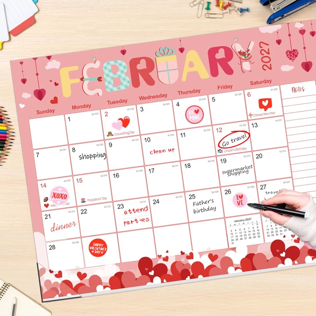 Alt view image 7 of 7 - Desk Calendar 2026-2027 Large 22" x 17" Desktop/Wall Monthly Calendar 19-Month School Year Planner Covers June 2026 to December 2027 with Julian Date&Notes for Easy Organizing