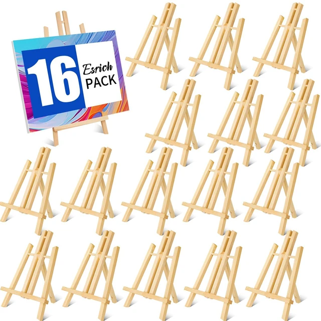 Main image of 16 Pack 11.8" Wood Easels, Tabletop Easel for Painting Painting Party, Displaying Canvas, Kids Student Table School Desktop, Portable Canvas Photo Picture Sign Holder