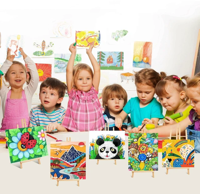 Alt view image 6 of 7 - 16 Pack 11.8" Wood Easels, Tabletop Easel for Painting Painting Party, Displaying Canvas, Kids Student Table School Desktop, Portable Canvas Photo Picture Sign Holder