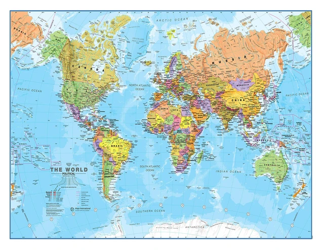 Alt view image 2 of 7 - Laminated World Map & US Map Poster Pack - 17 x 22 in - of the World - & United States - Detailed Cartography