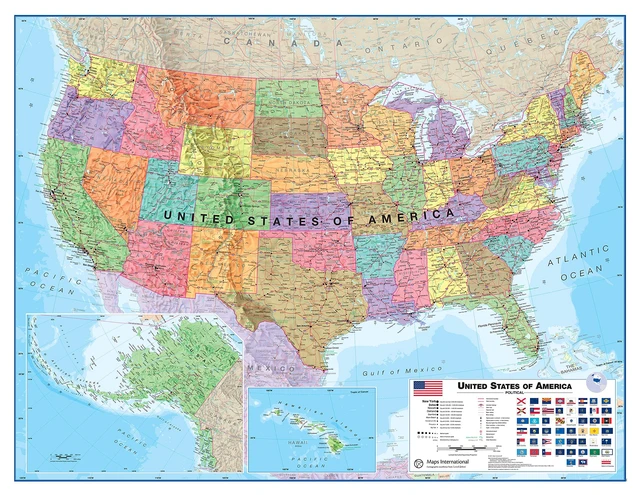 Alt view image 3 of 7 - Laminated World Map & US Map Poster Pack - 17 x 22 in - of the World - & United States - Detailed Cartography