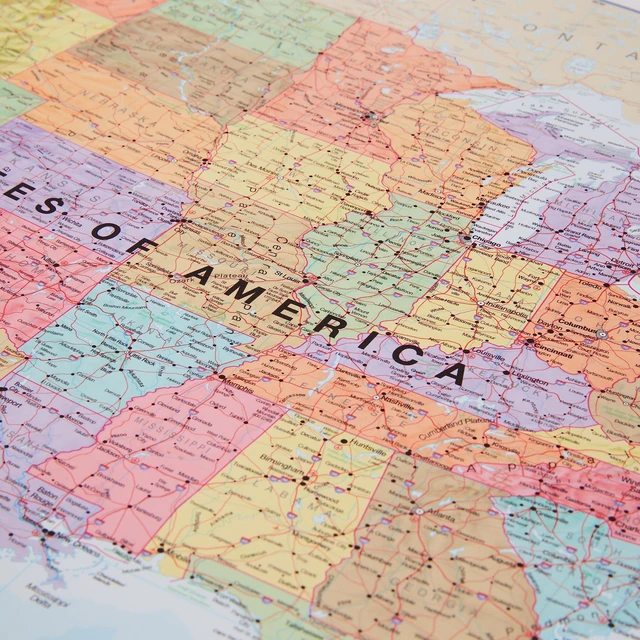 Alt view image 5 of 7 - Laminated World Map & US Map Poster Pack - 17 x 22 in - of the World - & United States - Detailed Cartography