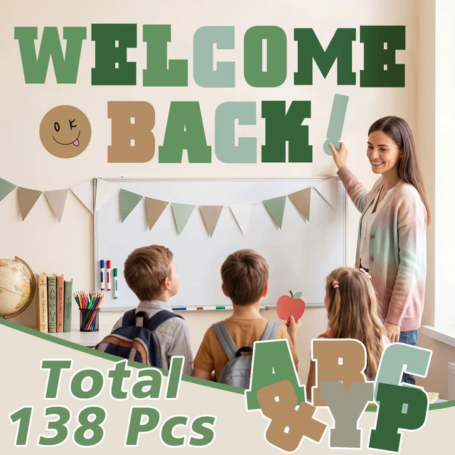 Alt view image 3 of 6 - 136 Pcs 12 In Extra Large Bulletin Board Letter Green Classroom Wall Decor