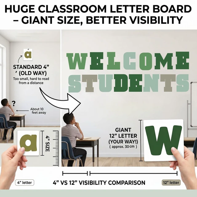 Alt view image 5 of 6 - 136 Pcs 12 In Extra Large Bulletin Board Letter Green Classroom Wall Decor