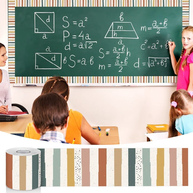 Alt view image 5 of 6 - Classroom Bulletin Board Border Stripe 65 Ft,Modern Boho Straight Edge Rolled Paper, Classroom Bulletin Boards Decoration, Teacher Supplies, School Displays, Versatile Home Decor