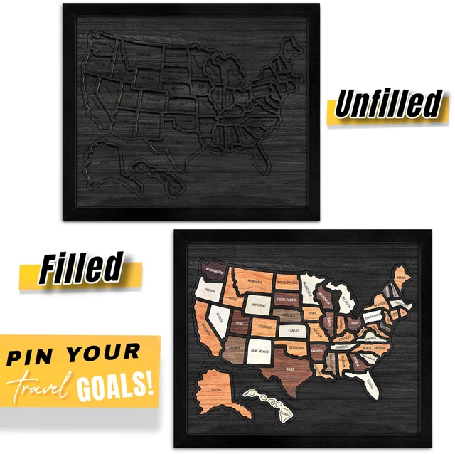 Alt view image 2 of 7 - USA Travel Map, 13x11, Wooden USA Map Puzzle, Perfect For Couples and Families Gift