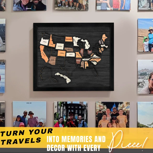 Alt view image 4 of 7 - USA Travel Map, 13x11, Wooden USA Map Puzzle, Perfect For Couples and Families Gift