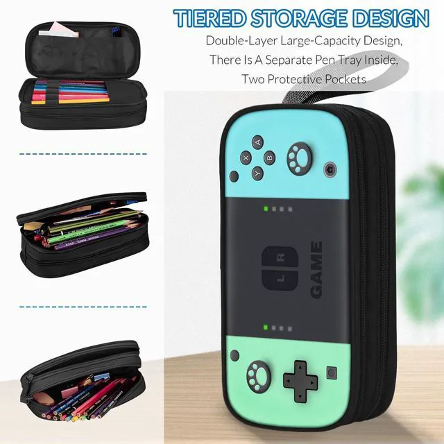Alt view image 3 of 7 - Large Pencil Case for Boys - Boys Pencil Pouch with Zipper Compartments - Big Capacity Pen Box Gamer Pen Bag Organizer for Kids Teens School