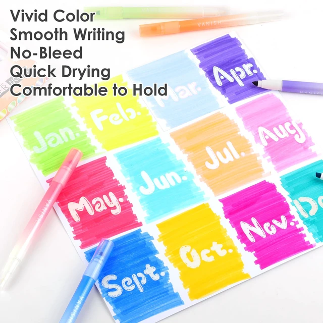 Alt view image 4 of 6 - 12 Pack Cute Erasable Highlighters, Dual Tip Markers for Journaling Erasable Marker Pens, 12 Assorted Colors, Chisel Tip Smooth Writing, for Journaling Planner Back to School Office Supplies