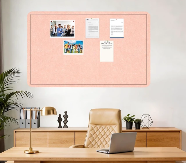 Alt view image 2 of 7 - Large Bulletin Board 60" x 36" Felt Cork Board - Decor Pin Board, Pink Cork Board Alternative for Wall, Foldable Self-Adhesive Vision Board Prayer Board with Pushpins for Home Office Classroom