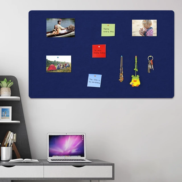 Alt view image 2 of 7 - Large Bulletin Board 60" x 36" Felt Cork Board - Decor Pin Board, Dark Blue Cork Board Alternative for Wall, Foldable Self-Adhesive Vision Board Prayer Board with Pushpins for Home Office Classroom