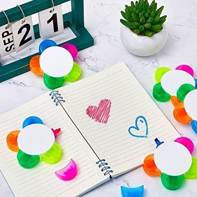 Alt view image 5 of 6 - 48 Pieces Petals Highlighters Assorted Colors 5 in 1, Back to School Flower Shape Watercolor Fluorescent Pens, for Office School Stationery Aesthetic Supplies, 5 Colors