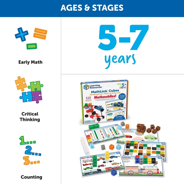 Alt view image 6 of 6 - MathLink Cubes Kindergarten Math Activity Set: Mathmobiles 115 Pieces, Ages 5 and Up Kindergarten STEM Activities, Math Activity Set and Games for Kids