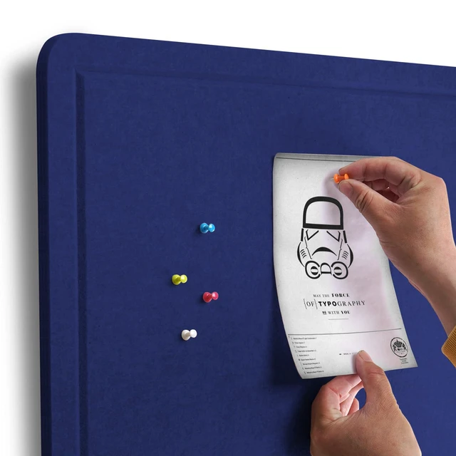 Alt view image 4 of 7 - Large Bulletin Board 60" x 36" Felt Cork Board - Decor Pin Board, Dark Blue Cork Board Alternative for Wall, Foldable Self-Adhesive Vision Board Prayer Board with Pushpins for Home Office Classroom