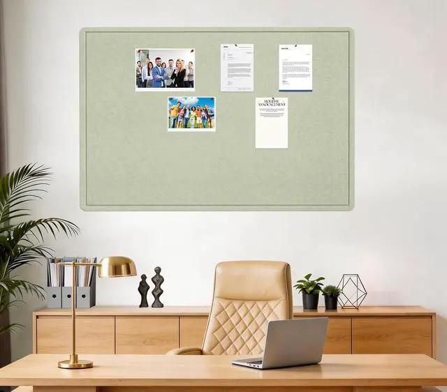 Alt view image 2 of 7 - Large Bulletin Board 60" x 36" Felt Cork Board,Decor Pin Board, Sage Green Cork Board Alternative for Wall, Foldable Self-Adhesive Vision Board Prayer Board with Pushpins for Home Office Classroom