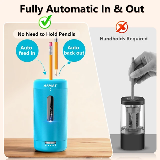 Alt view image 2 of 7 - Electric Pencil Sharpener, Fully Automatic Pencil Sharpener, Auto in & Out, Rechargeable Hands-Free Sharpeners for Jumbo & Colored Pencils (6.5-12mm), Portable for Home/Classroom/Office PSC2