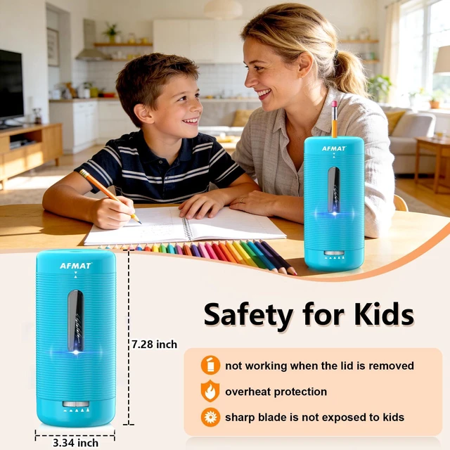 Alt view image 4 of 7 - Electric Pencil Sharpener, Fully Automatic Pencil Sharpener, Auto in & Out, Rechargeable Hands-Free Sharpeners for Jumbo & Colored Pencils (6.5-12mm), Portable for Home/Classroom/Office PSC2