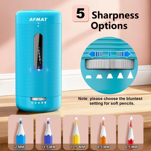 Alt view image 5 of 7 - Electric Pencil Sharpener, Fully Automatic Pencil Sharpener, Auto in & Out, Rechargeable Hands-Free Sharpeners for Jumbo & Colored Pencils (6.5-12mm), Portable for Home/Classroom/Office PSC2