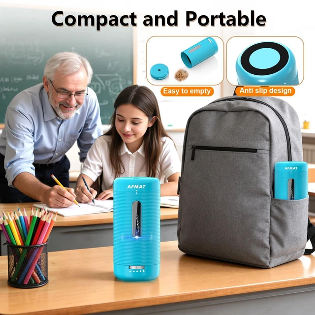 Alt view image 7 of 7 - Electric Pencil Sharpener, Fully Automatic Pencil Sharpener, Auto in & Out, Rechargeable Hands-Free Sharpeners for Jumbo & Colored Pencils (6.5-12mm), Portable for Home/Classroom/Office PSC2