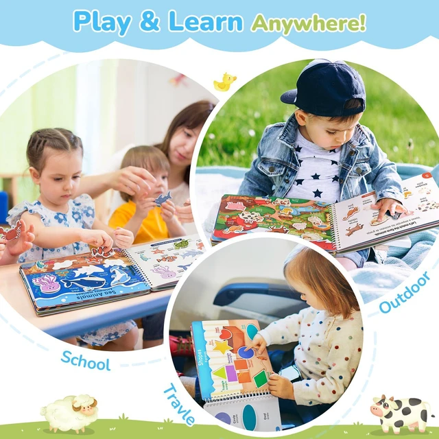 Alt view image 6 of 6 - Preschool Busy Book for Toddlers Ages 3-5, English and Spanish 15 reusable themes with letters, numbers, colors and matching as autism learning material for home, class or travel