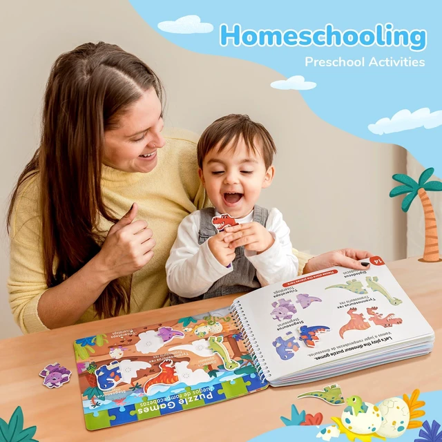 Alt view image 5 of 6 - Preschool Busy Book for Toddlers Ages 3-5, English and Spanish 15 reusable themes with letters, numbers, colors and matching as autism learning material for home, class or travel