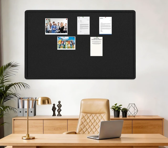 Alt view image 2 of 7 - Large Bulletin Board 60" x 36" Felt Cork Board - Decor Pin Board, Black Cork Board Alternative for Wall, Foldable Self-Adhesive Vision Board Prayer Board with Pushpins for Home Office Classroom