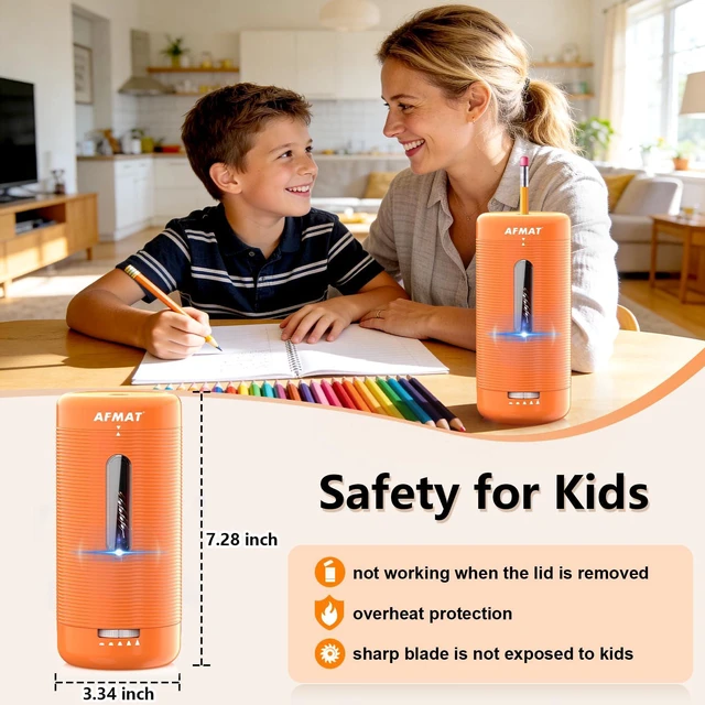 Alt view image 4 of 7 - Electric Pencil Sharpener, Fully Automatic Pencil Sharpener, Auto in & Out, Rechargeable Hands-Free Sharpeners for Jumbo & Colored Pencils (6.5-12mm), Portable for Home/Classroom/Office PSC2