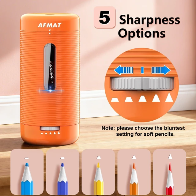 Alt view image 5 of 7 - Electric Pencil Sharpener, Fully Automatic Pencil Sharpener, Auto in & Out, Rechargeable Hands-Free Sharpeners for Jumbo & Colored Pencils (6.5-12mm), Portable for Home/Classroom/Office PSC2