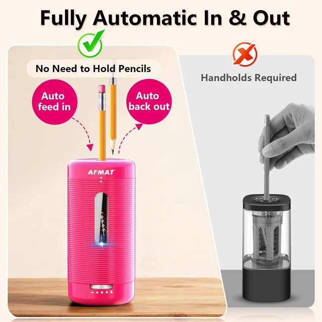 Alt view image 2 of 7 - Electric Pencil Sharpener, Fully Automatic Pencil Sharpener, Auto in & Out, Rechargeable Hands-Free Sharpeners for Jumbo & Colored Pencils (6.5-12mm), Portable for Home/Classroom/Office PSC2