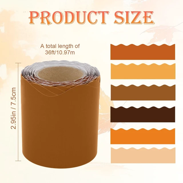 Alt view image 3 of 7 - Fall Bulletin Board Borders Decorations Set - 6 Rolls 216ft Colorful Fall Borders Scalloped Trim for Thanksgiving Back to School Supplies, School Door Wall Decor, Teacher Classroom Must Haves
