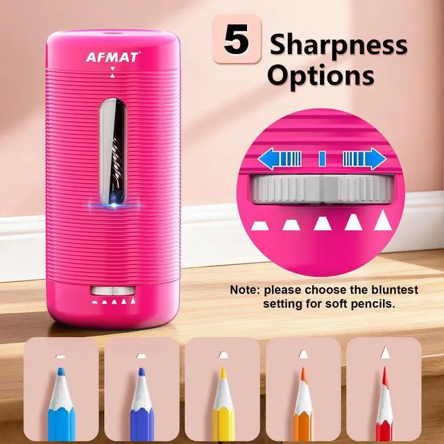 Alt view image 5 of 7 - Electric Pencil Sharpener, Fully Automatic Pencil Sharpener, Auto in & Out, Rechargeable Hands-Free Sharpeners for Jumbo & Colored Pencils (6.5-12mm), Portable for Home/Classroom/Office PSC2