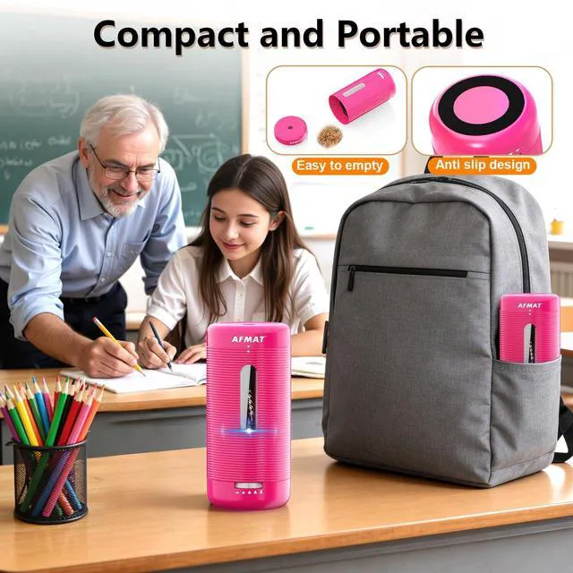 Alt view image 7 of 7 - Electric Pencil Sharpener, Fully Automatic Pencil Sharpener, Auto in & Out, Rechargeable Hands-Free Sharpeners for Jumbo & Colored Pencils (6.5-12mm), Portable for Home/Classroom/Office PSC2