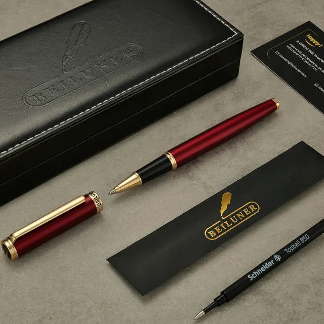 Alt view image 2 of 7 - Luxury Rollerball Pen,24K Gold Trim,Noble and Elegant Designs,Schneider Ink Refill, Best Roller Ball Pen Gift Set for Men & Women, Professional, Executive Office, Nice Pens