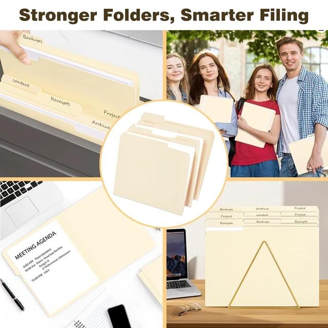 Alt view image 6 of 7 - Manilla Folders 8.5 x 11 File Folders Letter Size Manila Folder with 1/3 Cut Tab 100 Pack Paper Folders for Office, School, Home, Business Filing Supplies Made in USA