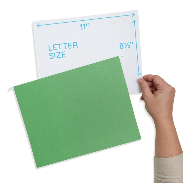 Alt view image 3 of 7 - 25 Hanging File Folders, Letter Size, Assorted Colors Includes Tabs and Labels; Reinforced Edges for Durable Color-Coded Filing and Organization in Home and Office Cabinets